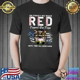 On Friday We Wear Remember Everyone Deployed Support Troops Us Flag Messy Bun T-Shirt