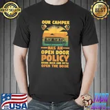 Our Camper Has An Open Door Policy Bring Beer Vintage Sunset T-Shirt