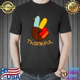 Peace Hand Thankful Turkey Thanksgiving Autumn Fall T-Shirt