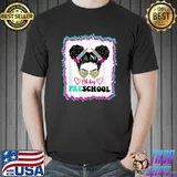 Preschool Student Messy Bun Girls Tie Dye 1st Day Of School T-Shirt
