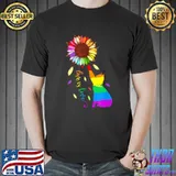 Rainbow Sunflower Cat Love Is Love Lgbt Gay Lesbian Pride T-Shirt