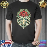 Rib skull flower illustration oldschool classic shirt