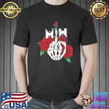 Rose middle finger motionless in white band shirt