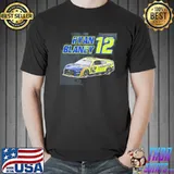 Ryan blaney 12 retro nascar car racing sport shirt