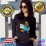 Skeleton Dinosaur T rex Halloween Pumpkin T-Shirt Hoodie