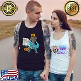 Skeleton Dinosaur T rex Halloween Pumpkin T-Shirt Tank Top