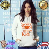 Spooky Mom Of Two Kids Pumpkin Ghost Halloween Mother T-Shirt Hoodie