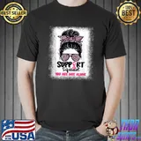 Support Squad You Are Not Alone Messy Bun Leopard Warrior Breast Cancer Awareness T-Shirt