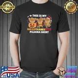 This Is My Hallothanksmas Pajama Deer Halloween Thanksgiving Xmas T-Shirt