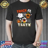 Trick Or Teeth Halloween Dentist Tooth Costume Boo Ghosts T-Shirt