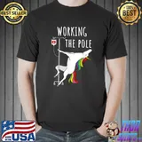 Working The Pole Unicorn Nurse Emergency Room Nursing T-Shirt