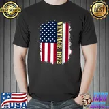 51 Year Old Vintage US Flag 1972 American Flag 51st Birthday T-Shirt