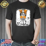 57 year old fabulous 57th birthday messy bun skull halloween T-Shirt