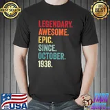84th Birthday Legendary Awesome Epic Since October 1938 Retro T-Shirt