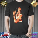 Actor bruce willis die hard with a gun graphic shirt
