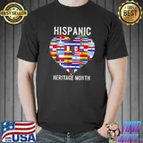 All Countries Flags Heart Hispanic Heritage Month T-Shirt
