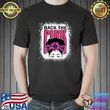 Back The Pink Breast Cancer Awareness Messy Bun Pink Ribbon Sunflowers T-Shirt
