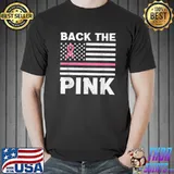 Back The Pink Ribbon American Flag Breast Cancer Awareness T-Shirt