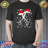 Barber scissor santa hat funny barbershop christmas shirt