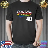 Baseball Design Number 40 Gay Pride Inclusive Rainbow Flag T-Shirt