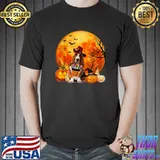Basset Hound Dog Witch Pumpkin Halloween Costume Blood Moon T-Shirt