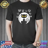 Black Cat Pumpkin Bats Moon Halloween T-Shirt