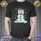 Book stack librarian book christmas snowman shirt
