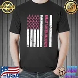 Breast Cancer Awareness American Flag Ribbon Pink T-Shirt