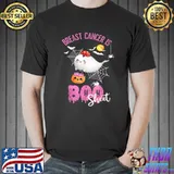 Breast Cancer Is Boo Sheet Halloween Breast Cancer Awareness Bats And Spiders T-Shirt