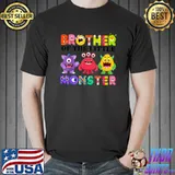 Brother Of The Little Monster Birthday Party Family Monster T-Shirt