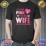 Butterflies I Wear Pink For My Wife Breast Cancer Awareness T-Shirt