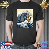 Cat and monster japanese wave classic shirt