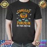 Coolest Pumpkin In The Patch Cute Gamer Boy Bats Halloween T-Shirt