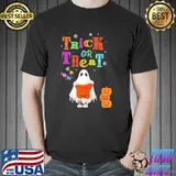 Cute ghost trick or treat pumpkin halloween illustration shirt