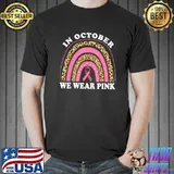 Cute pink leopard rainbow breast cancer awareness month shirt