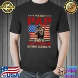 Father's Day Veterans Day I'm A Dad Grandpa And A Veteran Usa Flag T-Shirt
