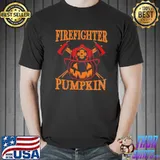 Firefighter pumpkin and firefighter costume halloween trending shirt