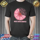 Flower and ribbon breast cancer awareness shirt