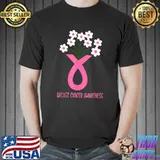 Flower jar pink ribbon breast cancer awareness T-Shirt