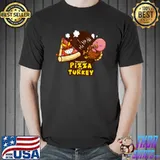 funny angry pizza and turkey design for Thanksgiving day T-Shirt
