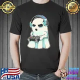 Funny ghost gamer lazy costume cute gaming video game halloween trending shirt