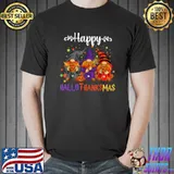 Gnomes Lover Pumpkins Halloween Merry Christmas Happy Hallothanksmas T-Shirt