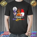 Halloween Thanksgiving Christmas Happy HalloThanksMas Gnomes And Moon T-Shirt