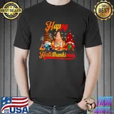 Halloween Thanksgiving Christmas Happy HalloThanksMas Gnomes T-Shirt Copy