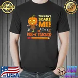 Halloween You Can't Scare Pre-K Teacher Pumpkin With Hat Witch And Pencil Gifts T-Shirt
