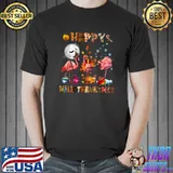 Happy HalloThanksmas Halloween Thanksgiving Flamingo Moon T-Shirt