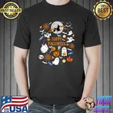 Happy Halloween Witch Ghosts Bats Spider Moon T-Shirt