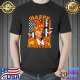Happy Patrick's Day Pumpkins Bats Biden Halloween American Flag T-Shirt