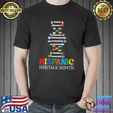 Hispanic Heritage Month All Latino Countries Dna Heart Flags T-Shirt