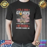 I'm a dad grandpa and a veteran yellow flowes dad grandpa veteran shirt